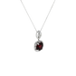 Cushion Garnet Diamond Halo Pendant Necklace in 14K White Gold