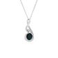 14K White Gold Round Sapphire and Diamond Swirl Pendant