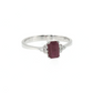 14k White Gold Emerald-Shaped Ruby and Diamond Ring