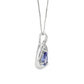 Sterling Silver Pear Tanzanite and Diamond Teardrop Pendant Necklace