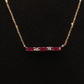 14K Yellow Gold Baguette Ruby and Diamond Bar Necklace