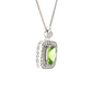 Cushion Peridot Diamond Halo Pendant Necklace in 14K White Gold