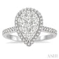 1 Ctw Round Cut Lovebright Diamond Pear Shape Ring in 14K White Gold