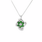 Tsavorite and Diamond Floral Pendant Necklace in 14K White Gold