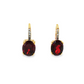 14K Yellow Gold Oval Garnet and Diamond Drop Earrings