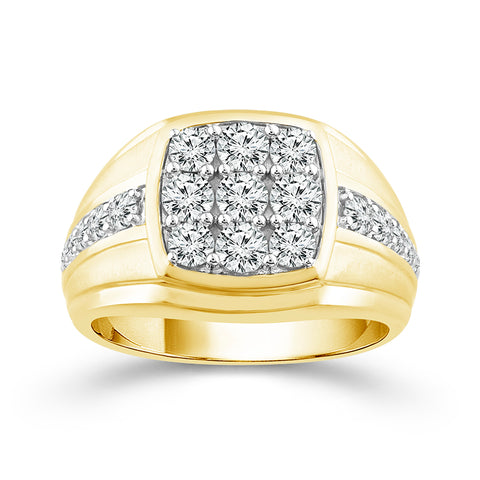 Men's Lab Grown Diamond Fashion Ring in Yellow Gold (1 1/2 Ctw)