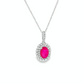 14K White Gold Oval Ruby and Diamond Double Halo Pendant