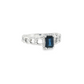 Emerald Shape Sapphire Chain Link Ring in 10K White Gold