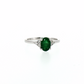 Oval Emerald and Diamond Accent Ring in 10K White Gold