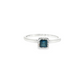 Princess-Cut Sapphire and Diamond Halo Ring in 14K White Gold