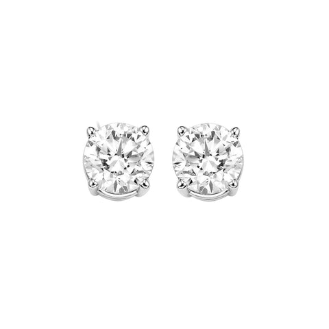 (9/10 CTW) 4 Prong Round Lab Grown Diamond Stud Earrings in Sterling Silver