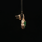 14K Yellow Gold Oval Emerald Diamond Halo Drop Earrings