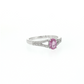 Oval Pink Sapphire Split Shank Ring in White Gold