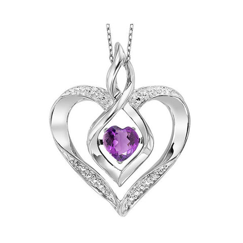 Rhythm of Love Lab Created Heart Shape Amethyst Pendant in Sterling Silver