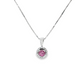 14K White Gold Pink Sapphire Diamond Halo Pendant Necklace