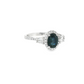 Oval Sapphire and Diamond Halo Ring in 10K White Gold