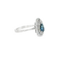 14K White Gold Pear Sapphire Double Halo Ring