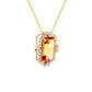 14K Yellow Gold Emerald-Cut Citrine and Diamond Halo Pendant Necklace