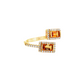 14K Yellow Gold Baguette Citrine and Diamond Bypass Ring