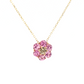 14K Yellow Gold Pink Sapphire and Cognac Diamond Floral Pendant