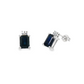 Emerald-Cut Sapphire and Diamond Stud Earrings in 14K White Gold