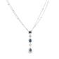 Royal Blue Sapphire and Diamond Drop Station Necklace in 14K White Gold