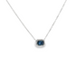 14K White Gold Emerald-Cut Sapphire and Diamond Halo Necklace