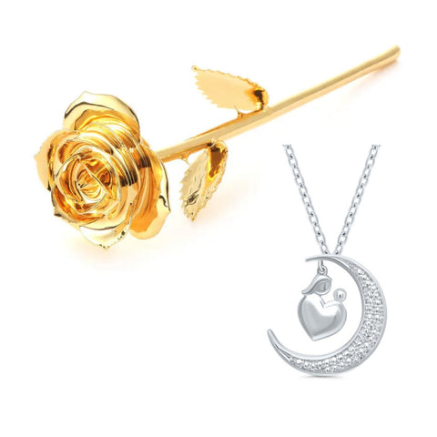 Forever in Bloom Mother's Day 24K Gold Rose & Pendant Gift Set