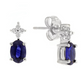 Oval Sapphire and Diamond Earrings in 14K White Gold