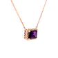 14K Rose Gold Emerald-Cut Amethyst Diamond Halo Necklace