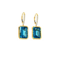 14K Yellow Gold Swiss Blue Topaz and Diamond Drop Earrings