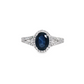 Oval Sapphire and Diamond Halo Ring in 10K White Gold