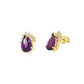 14K Yellow Gold Pear Amethyst and Diamond Earrings