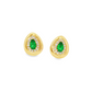 14K Yellow Gold Pear Emerald Diamond Halo Earrings