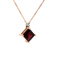 14K Yellow Gold Princess Cut Garnet Diamond Necklace