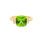 Cushion Peridot and Diamond Cocktail Ring in 10K Yellow Gold