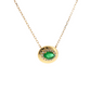14K Yellow Gold Oval Emerald Diamond Halo Pendant Necklace