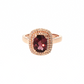 Cushion Rhodolite Diamond Double Halo Ring in 14k Rose Gold