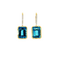 14K Yellow Gold Swiss Blue Topaz and Diamond Drop Earrings