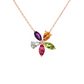 14K Rose Gold Multi-Gemstone Flower Pendant Necklace