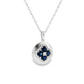 14K White Gold Sapphire and Diamond Clover Pendant Necklace
