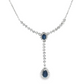 Royal Blue Sapphire and Diamond Drop Necklace in 14K White Gold