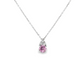 Round Pink Sapphire and Diamond Pendant Necklace in 14K White Gold
