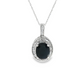 Oval Sapphire Diamond Halo Necklace in 14K White Gold
