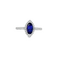 Marquise Tanzanite and Diamond Halo Ring in 10K White Gold