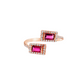 14K Rose Gold Pink Tourmaline and Diamond Bypass Ring