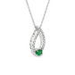 14K White Gold Oval Emerald and Diamond Pendant Necklace