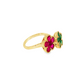 Ruby and Emerald Floral Cocktail Ring in 14K Yellow Gold