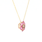 14K Yellow Gold Pink Sapphire and Cognac Diamond Floral Pendant