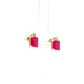 Emerald-Shape Ruby and Diamond Stud Earrings in Yellow Gold